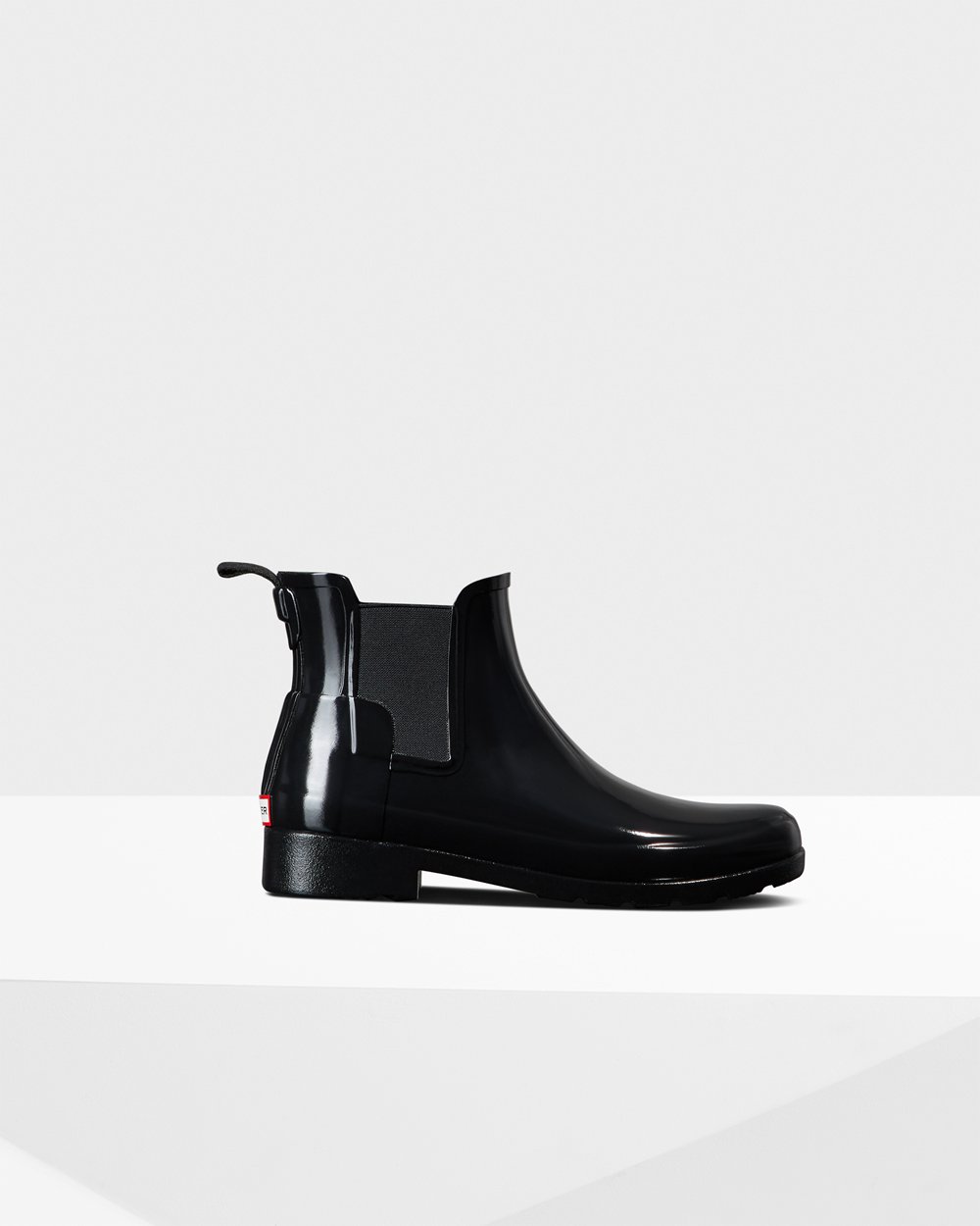 Hunter Mujer Refined Gloss Slim Fit - Botas Chelsea Negras - 831-DMRSFO